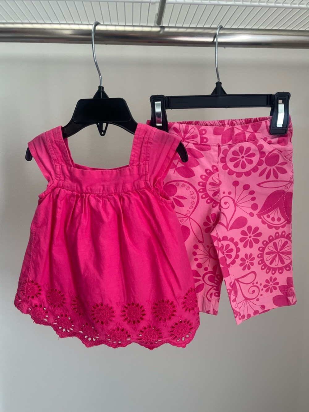 greendog Pink Floral Girls Embroidered Tank and Pants Set
